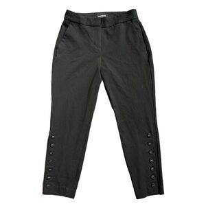 EXPRESS BLACK MID RISE COLUMNIST ANKLE DRESS PANTS WITH BUTTON EMBELLISHMENTS